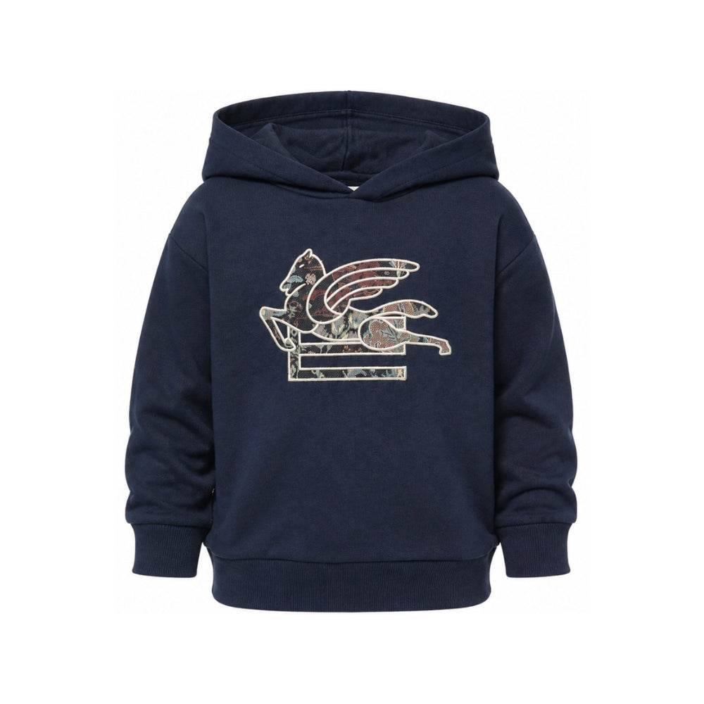 Felpa per bambino Etro Kids blu con toppa con motivo Pegaso GZ4P40 Z3183 617 ETRO KIDS