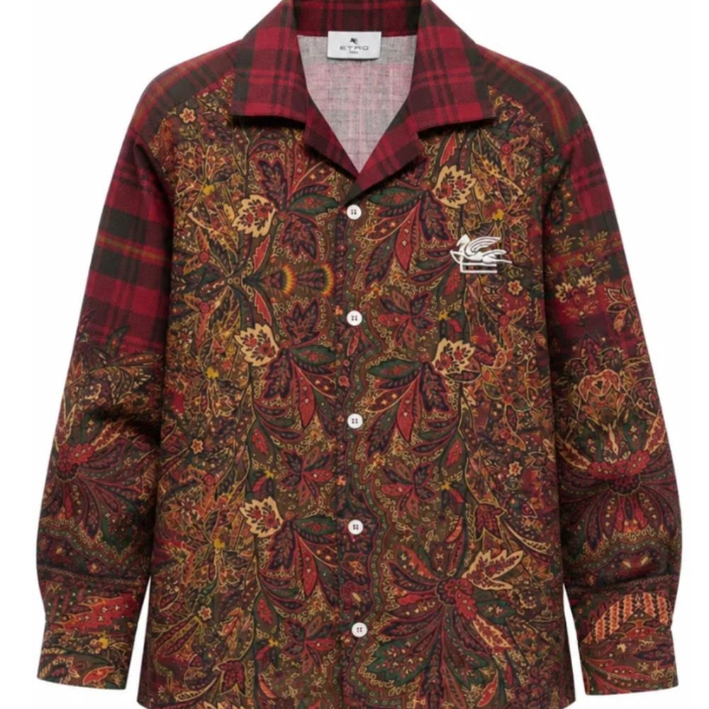 Camicia per bambino Etro Kids rossa con stampa Paisley all-over GZ5H40 P0632 418MC ETRO KIDS
