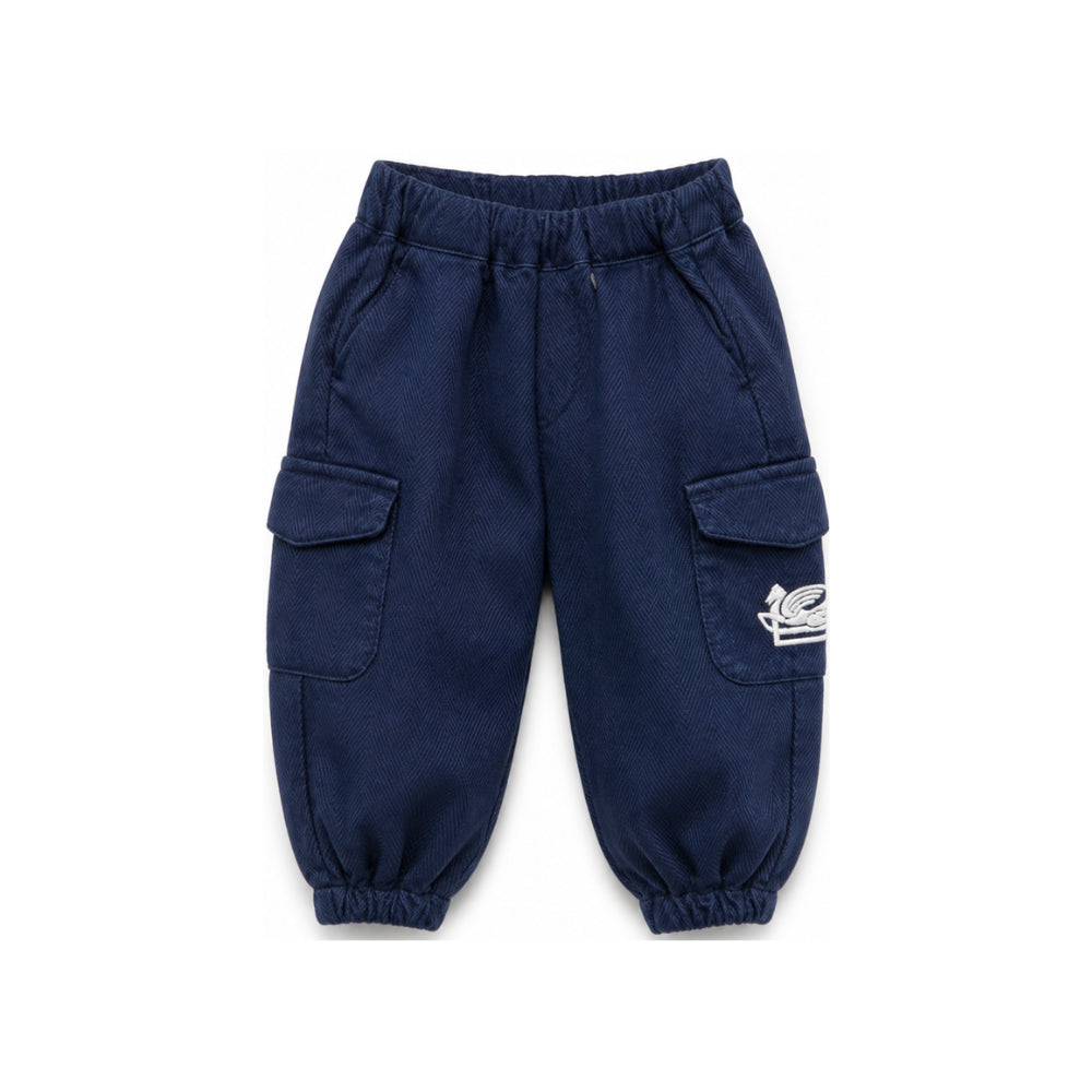 Pantaloni per neonato Etro Kids blu con ricamo Pegaso sul davanti GZ6300 G0219 617 ETRO KIDS