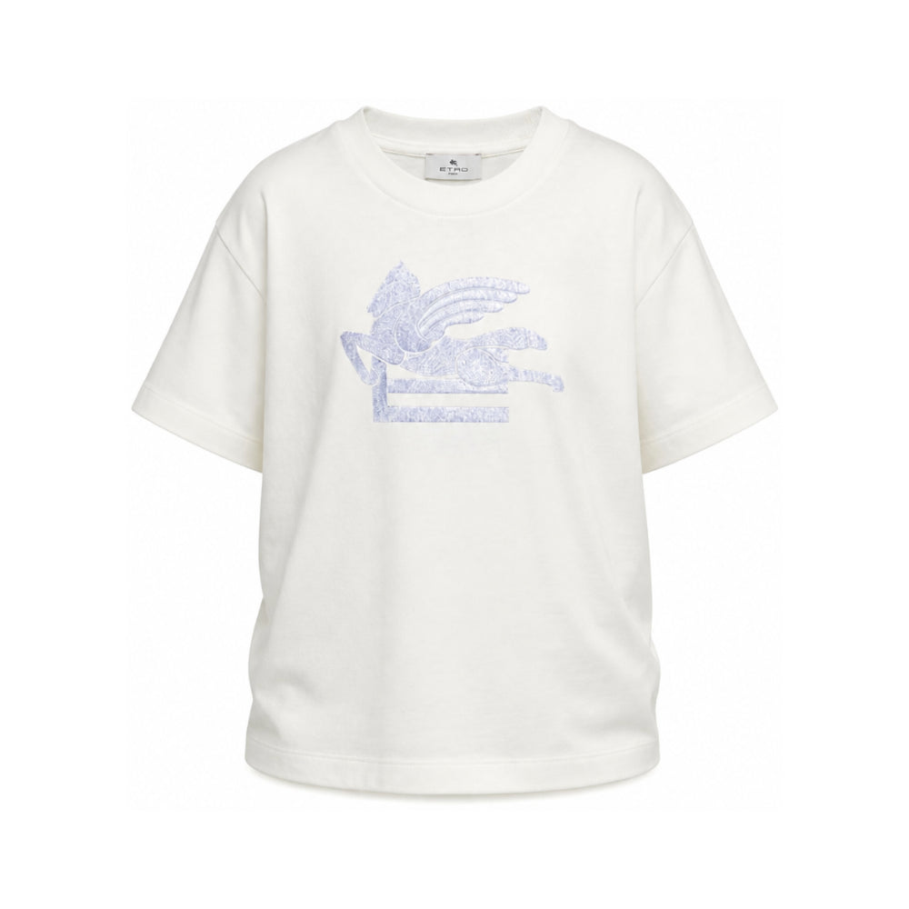 T-shirt per bambino Etro Kids bianca con motivo Pegaso GZ8H21 Z3672 102AZ ETRO KIDS