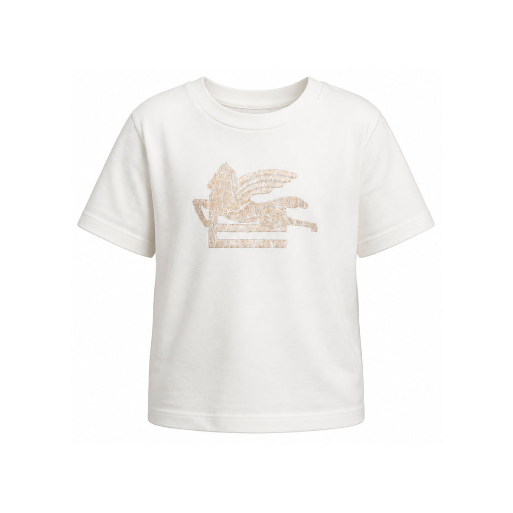 T-shirt per bambino Etro Kids bianca con motivo Pegaso GZ8H21 Z3672 102 ETRO KIDS
