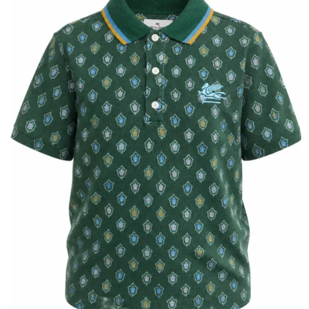 T-shirt per bambino Etro Kids verde con stampa floreale all-over GZ8H31 Z4106 719MC ETRO KIDS