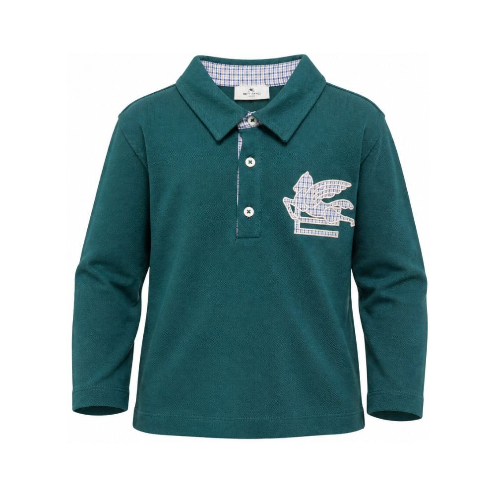 T-shirt per bambino Etro Kids verde con colletto stile polo GZ8H41 Z0022 797 ETRO KIDS