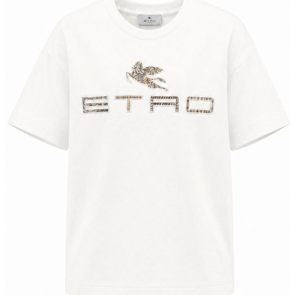 T-shirt per bambino Etro Kids bianca con patch logo GZ8P21 Z3672 102 ETRO KIDS