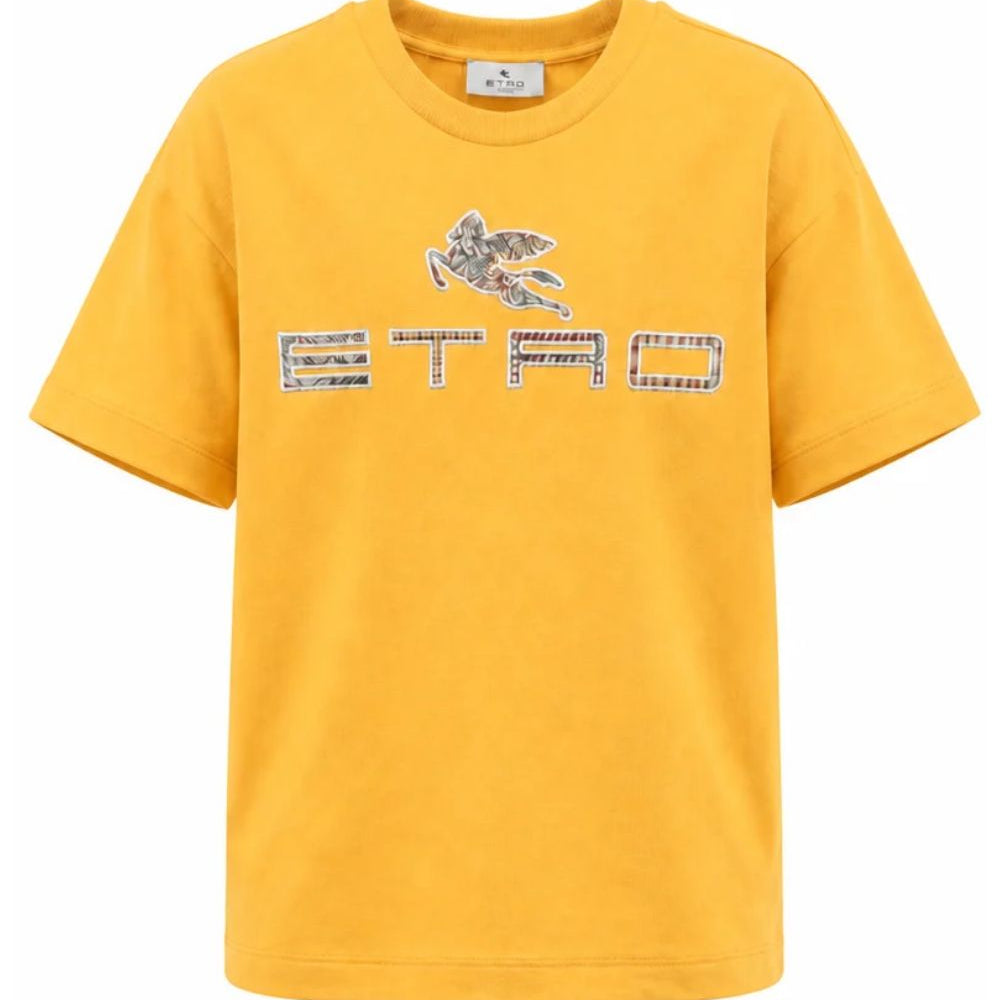T-shirt per bambino Etro Kids gialla con patch logo GZ8P21 Z3672 216 ETRO KIDS