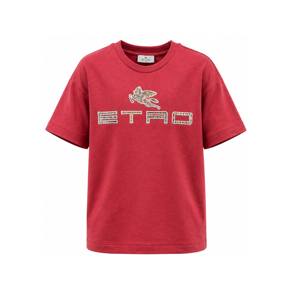T-shirt per bambino Etro Kids bordeaux con patch logo GZ8P21 Z3672 52C ETRO KIDS
