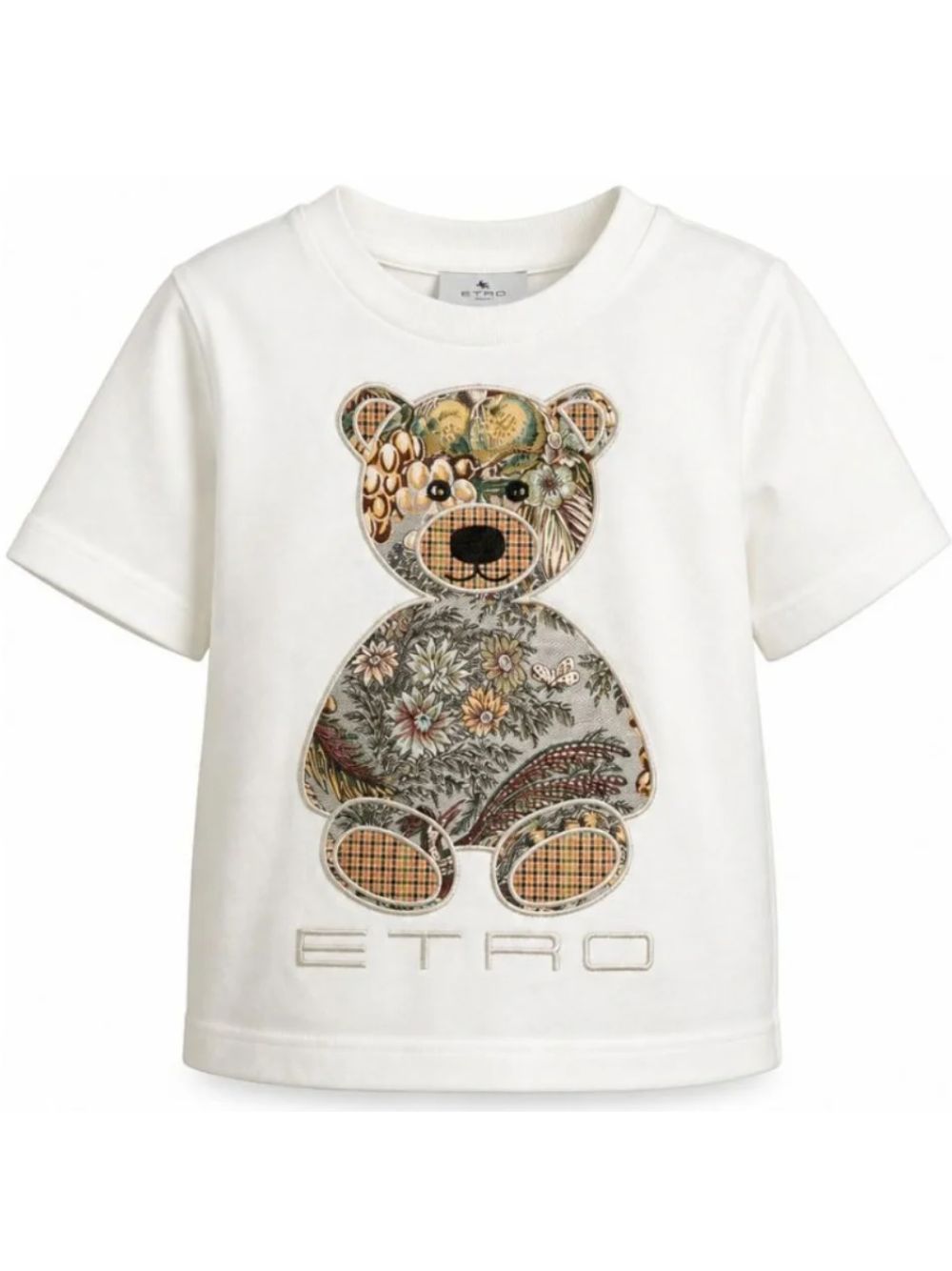 T-shirt per bambini Etro Kids bianca con ricamo orso sul davanti GZ8P31 Z3672 102 ETRO KIDS