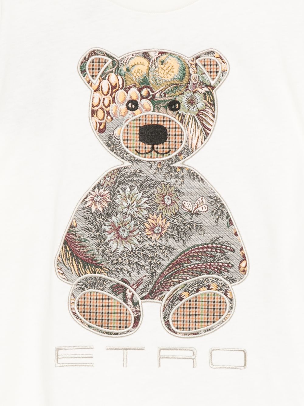T-shirt per bambini Etro Kids bianca con ricamo orso sul davanti GZ8P31 Z3672 102 ETRO KIDS