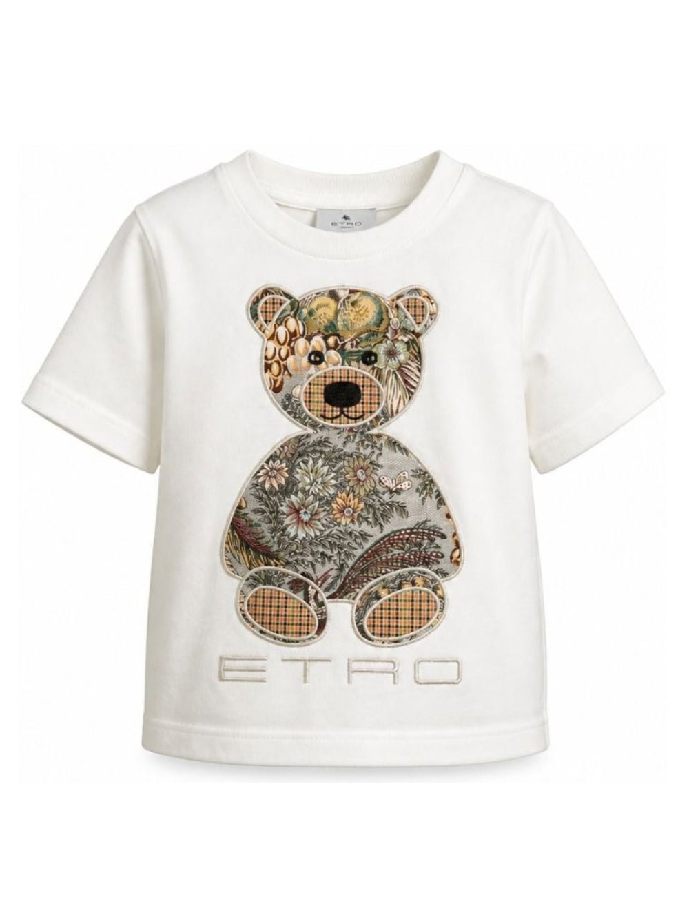 T-shirt per bambini Etro Kids bianca con ricamo orso sul davanti GZ8P31 Z3672 102 ETRO KIDS