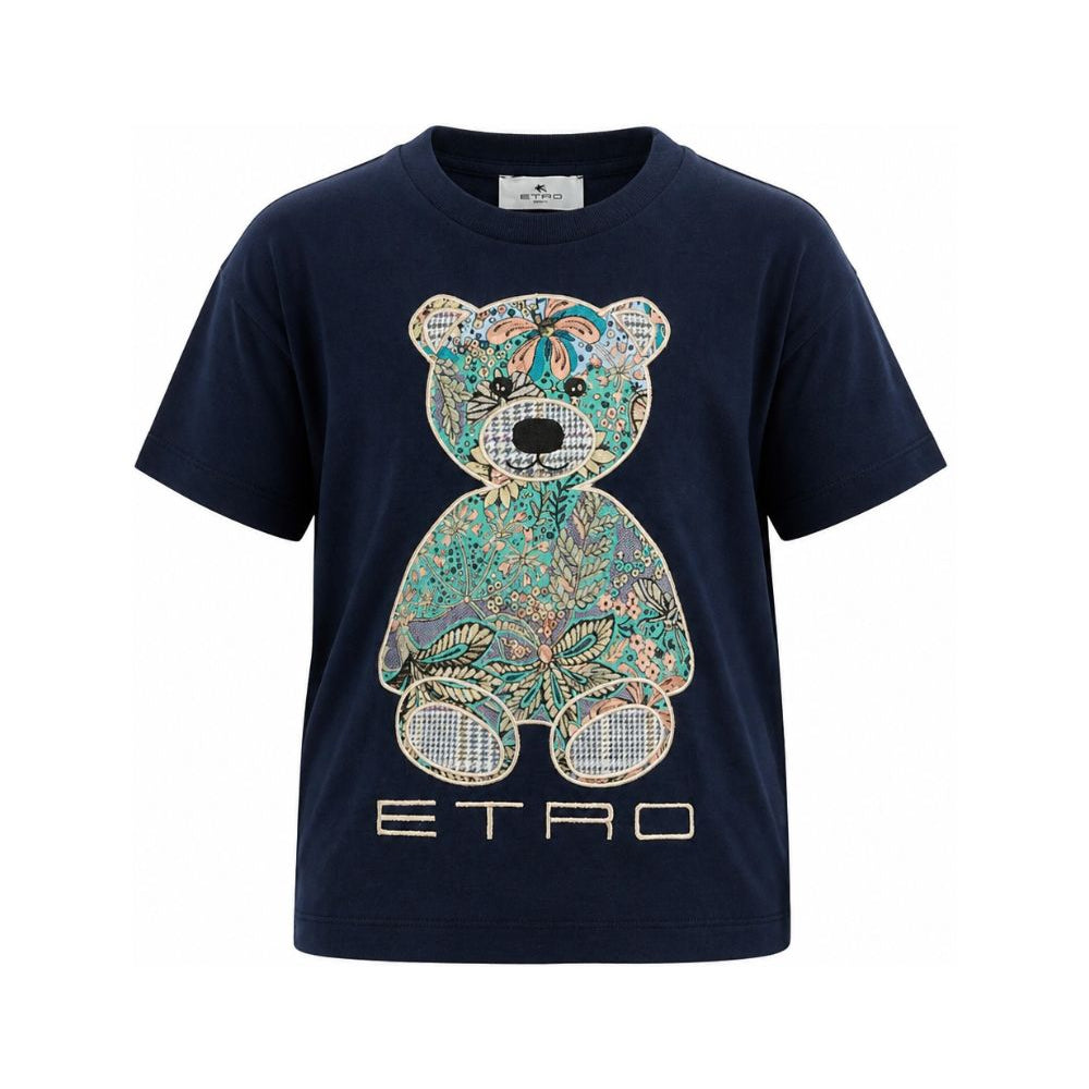 T-shirt per bambini Etro Kids blu con dettaglio Teddy GZ8P31 Z3672 617 ETRO KIDS