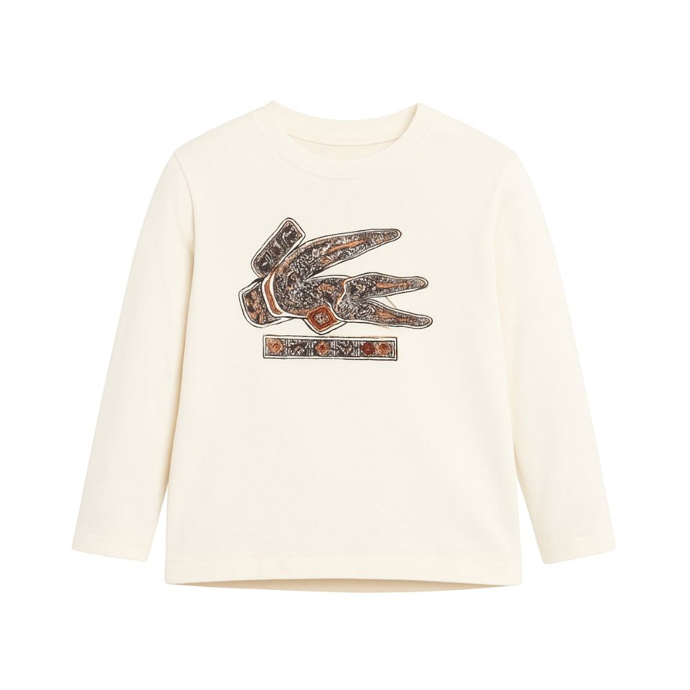 T-shirt per bambino Etro Kids bianca con dettaglio Pegaso sul davanti GZ8P40 Z3672 102 ETRO KIDS