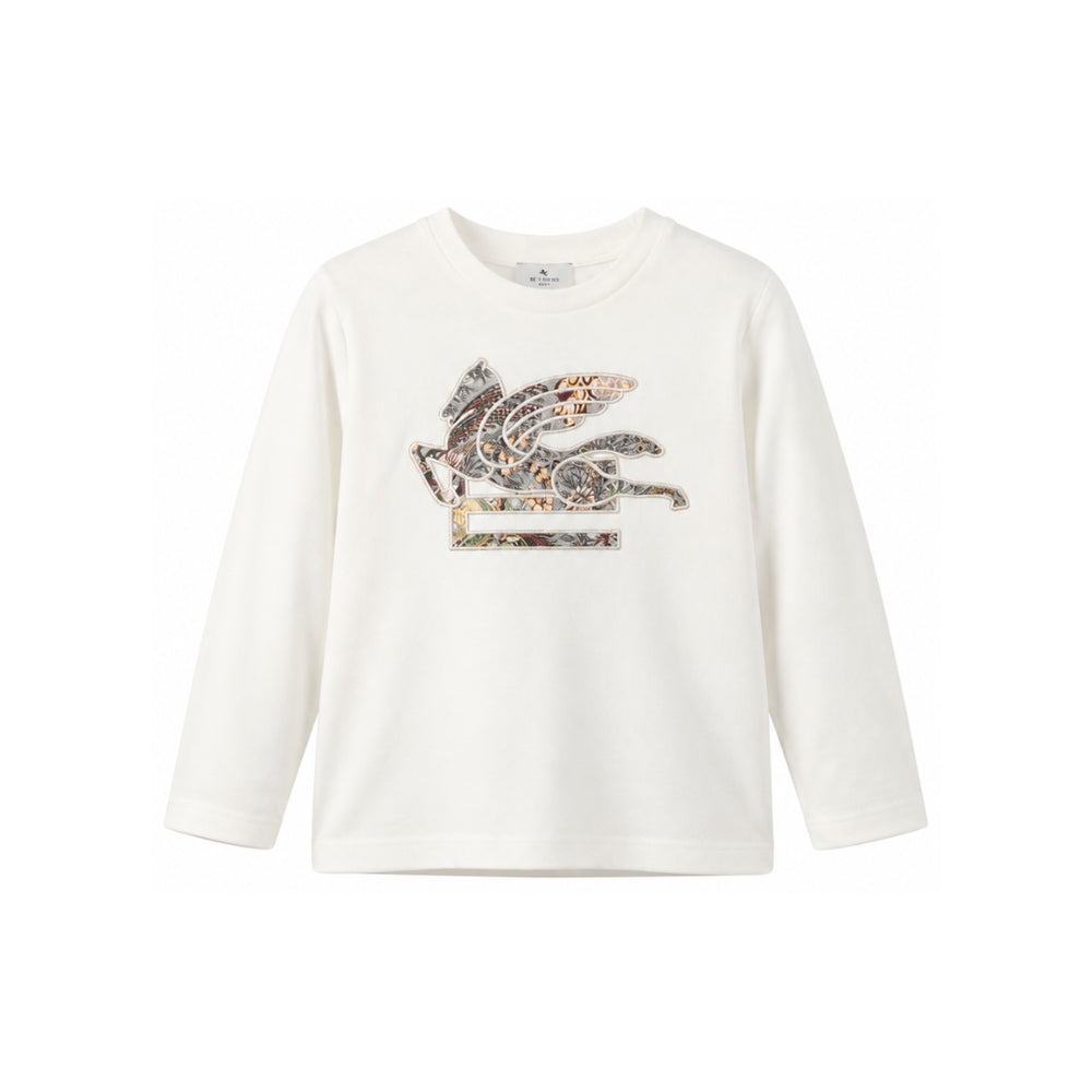 T-shirt per bambino Etro Kids bianca con dettaglio Pegaso sul davanti GZ8P40 Z3672 102 ETRO KIDS