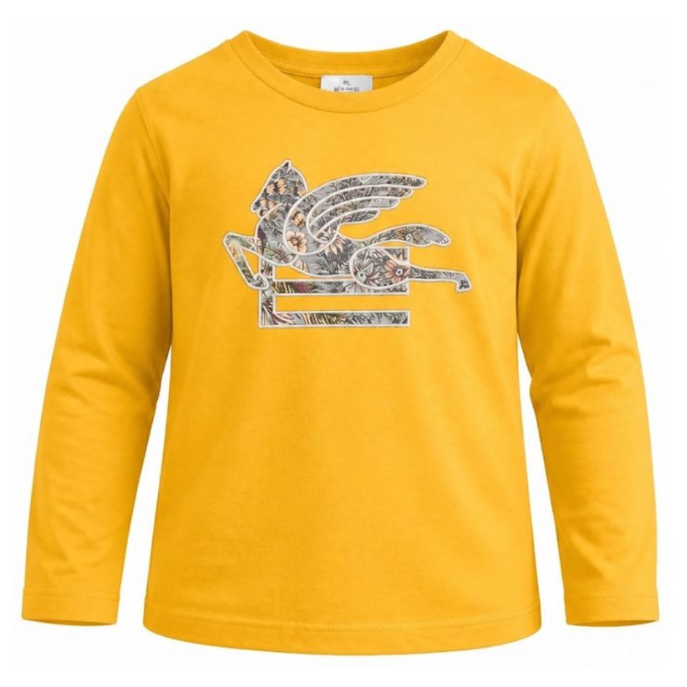T-shirt per bambino Etro Kids gialla con dettaglio Pegaso sul davanti GZ8P40 Z3672 216 ETRO KIDS