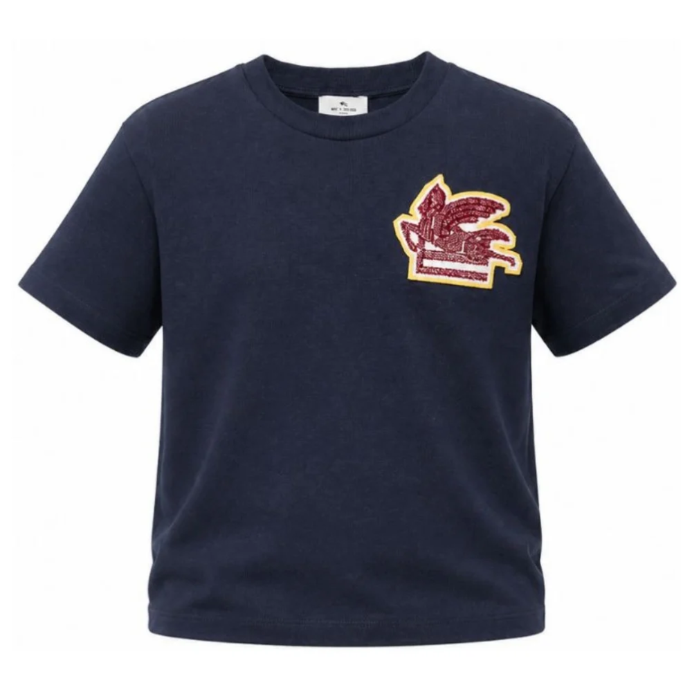 T-shirt per bambino Etro Kids blu con ricamo Pegaso sul davanti GZ8P51 Z3672 617 ETRO KIDS