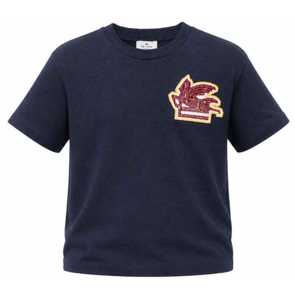 T-shirt per bambino Etro Kids blu con ricamo Pegaso sul davanti GZ8P51 Z3672 617 ETRO KIDS