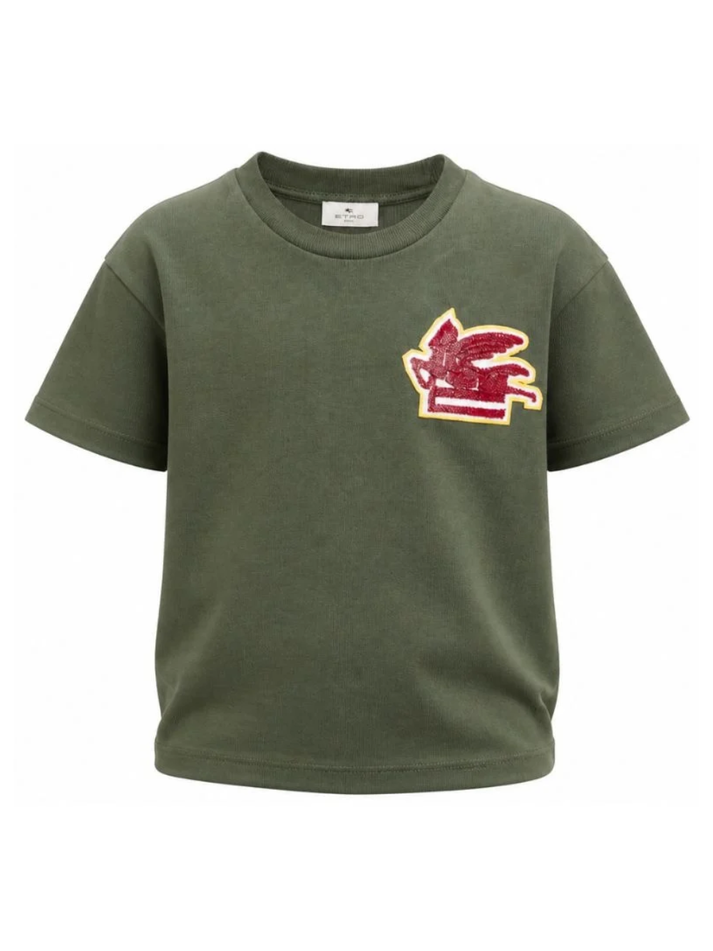 T-shirt per bambino Etro Kids verde con ricamo Pegaso sul davanti GZ8P51 Z3672 70J ETRO KIDS