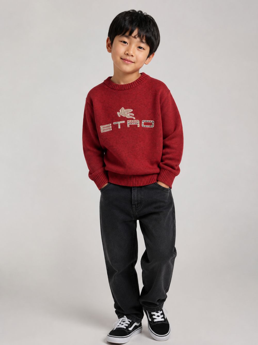 Maglione per bambino Etro Kids rosso con logo ricamato sul davanti GZ9P10 Z2808 840 ETRO KIDS