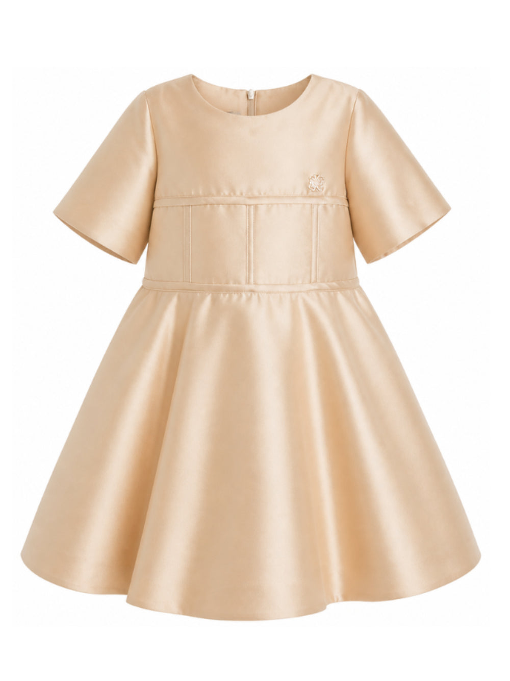Abito per bambina Elie Saab Kids beige con placca con logo sul davanti EFAB128TS0807 BGE ElIE SAAB KIDS