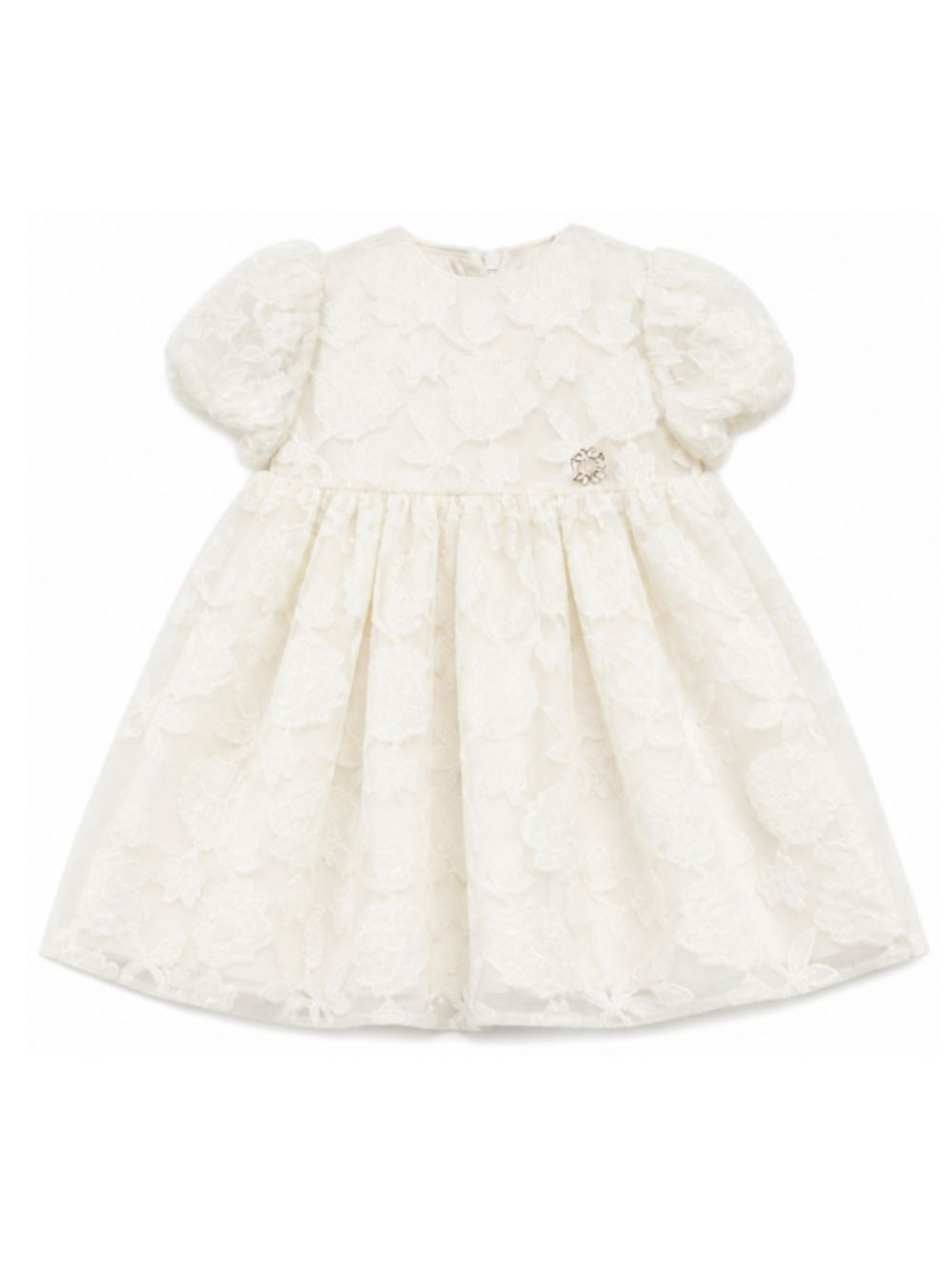 Abito per neonata Elie Saab Kids crema con strato in pizzo EGAB045TS1162 CRM ElIE SAAB KIDS