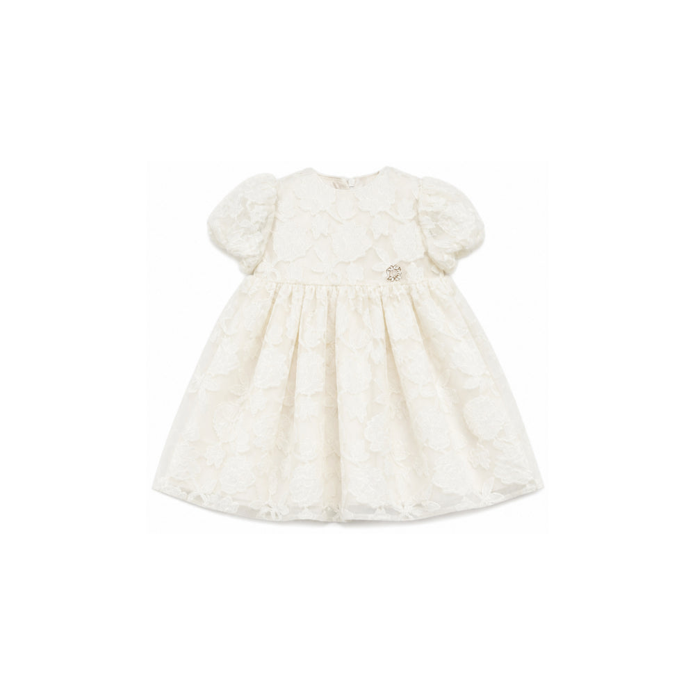 Abito per neonata Elie Saab Kids crema con strato in pizzo EGAB045TS1162 CRM ElIE SAAB KIDS