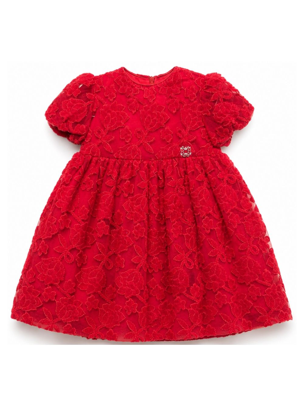 Abito per neonata Elie Saab Kids rosso con strato in pizzo EGAB045TS1162 RED ElIE SAAB KIDS