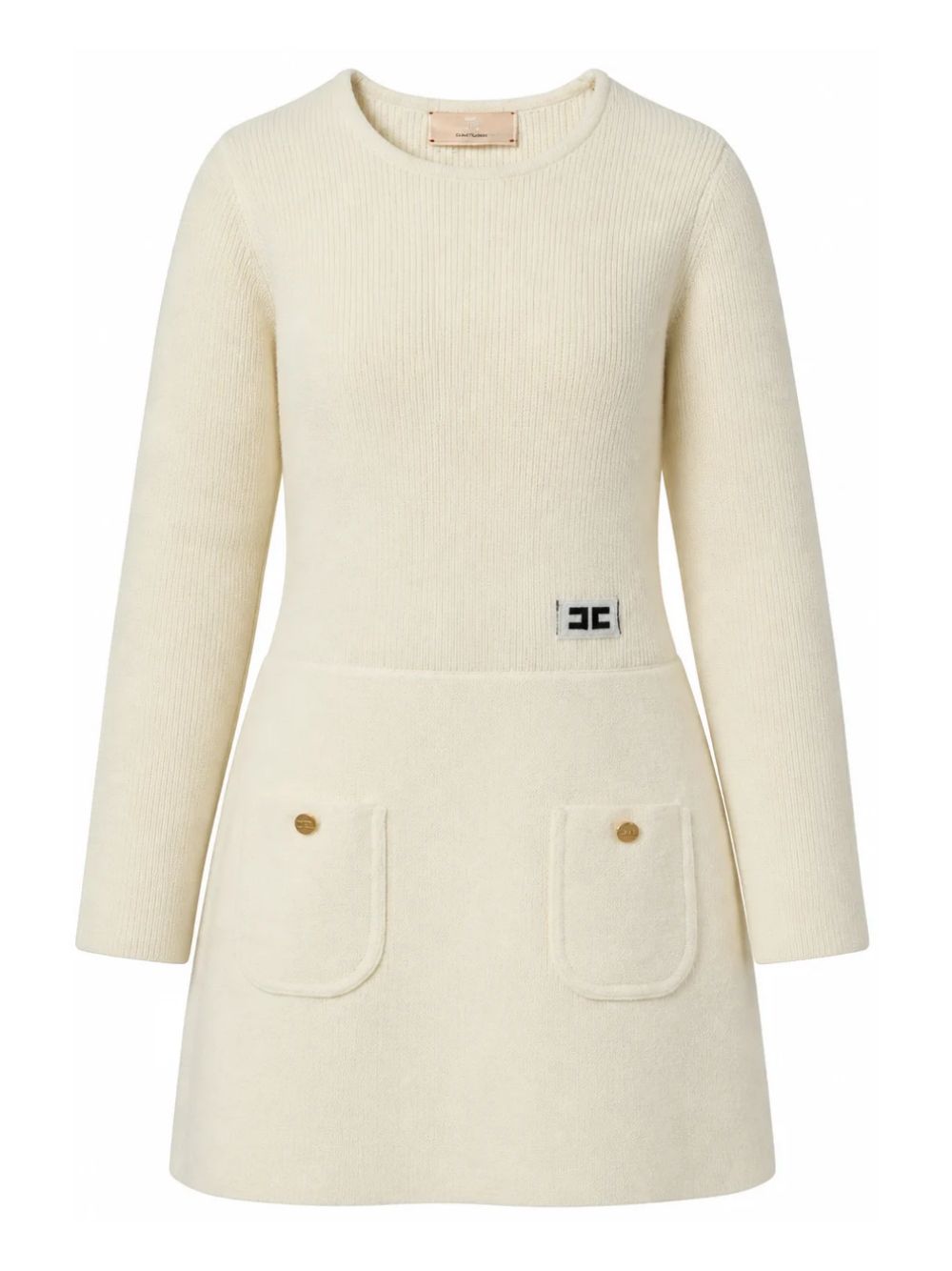 Abito per bambina Elisabetta Franchi La Mia Bambina bianco con dettagli color oro EFAB681CFL159 0077 ElISABETTA FRANCHI KIDS