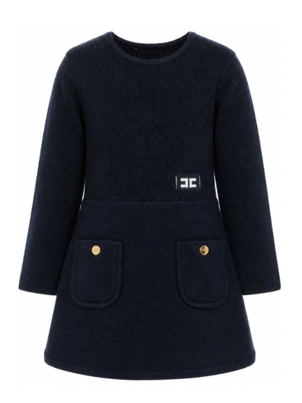 Abito per bambina Elisabetta Franchi La Mia Bambina blu con dettagli color oro EFAB681CFL159 4462 ElISABETTA FRANCHI KIDS