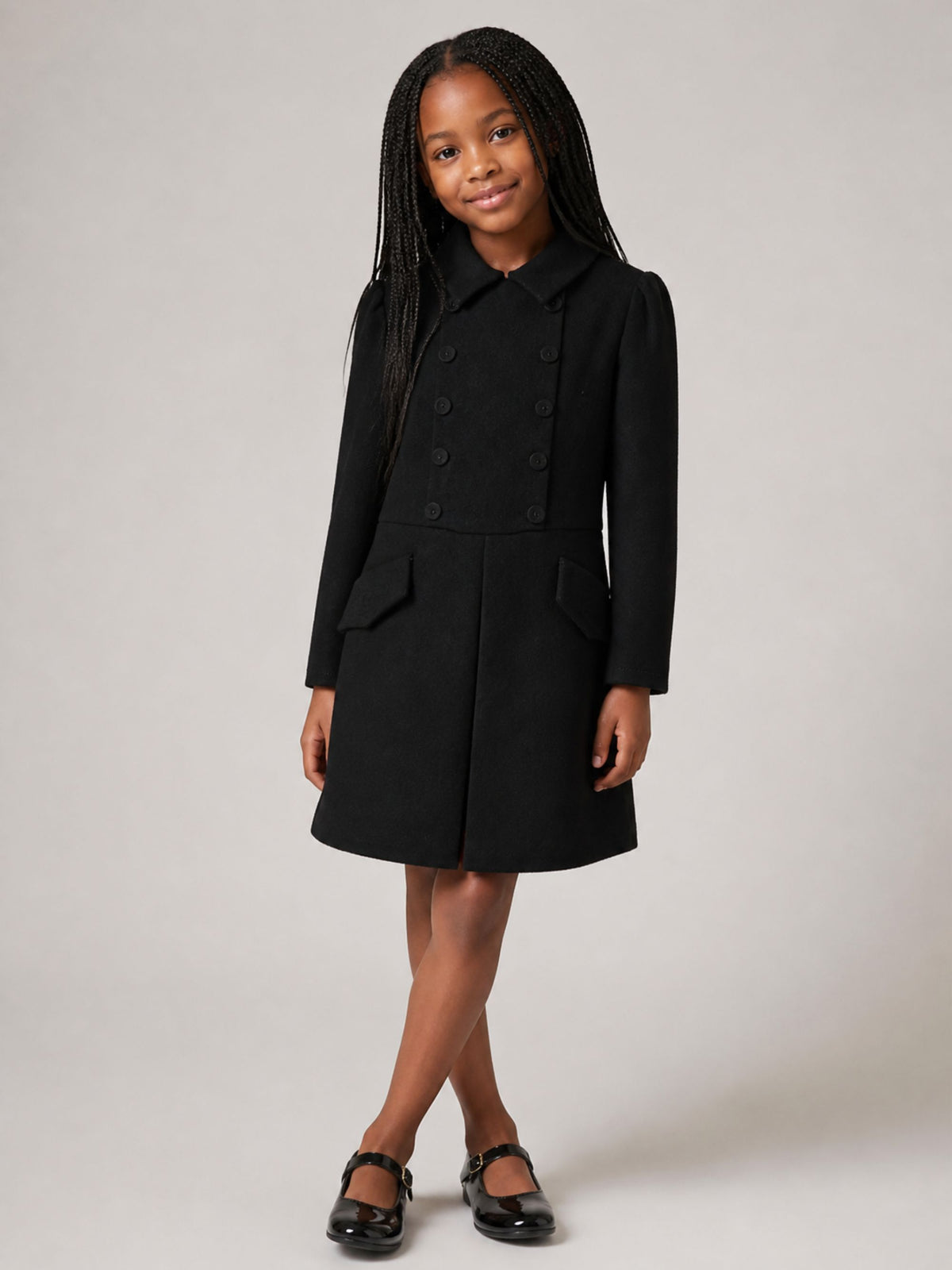 Abito per bambina Elisabetta Franchi La Mia Bambina nero doppiopetto con chiusura a bottoni EFAB6820GA022 N000 ElISABETTA FRANCHI KIDS