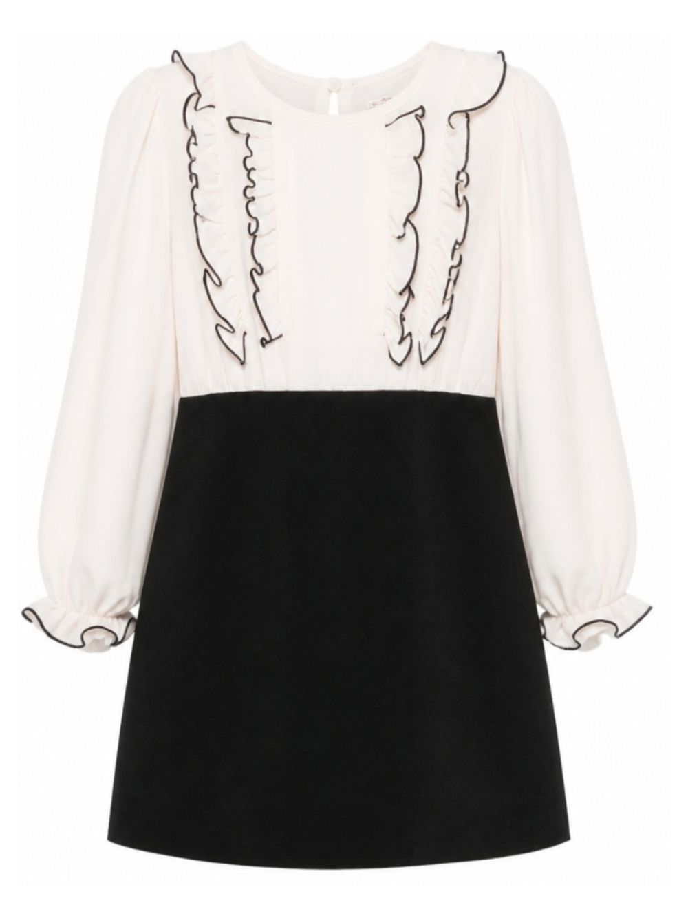 Abito per bambina Elisabetta Franchi La Mia Bambina bianco e nero con dettagli ruches EFAB6890VI011 D759 ElISABETTA FRANCHI KIDS