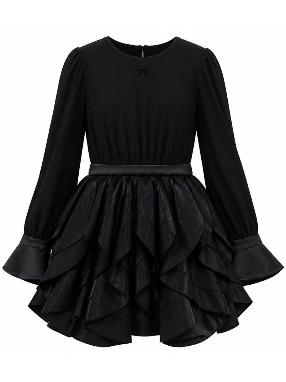 Abito per bambina Elisabetta Franchi La Mia Bambina nero con gonna con ruches EFAB6940NY230 N000 ElISABETTA FRANCHI KIDS