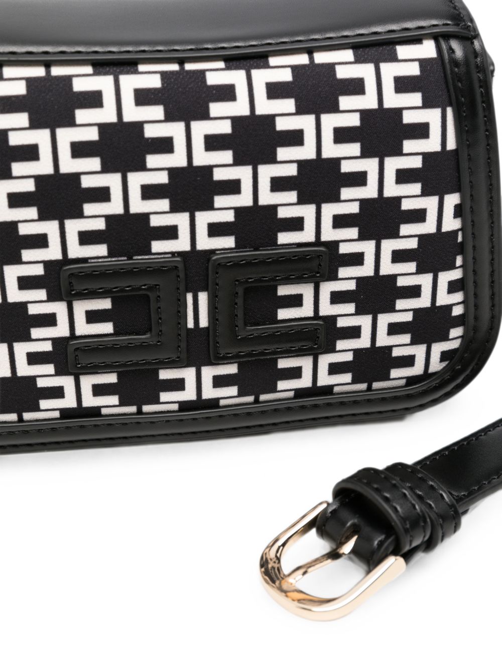 Borsa per bambina Elisabetta Franchi La Mia Bambina bianca e nera con monogramma all-over EFBO119CGA039 D599 ElISABETTA FRANCHI KIDS