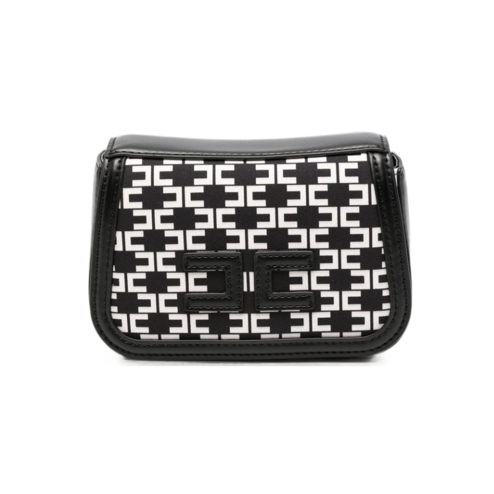 Borsa per bambina Elisabetta Franchi La Mia Bambina bianca e nera con monogramma all-over EFBO119CGA039 D599 ElISABETTA FRANCHI KIDS