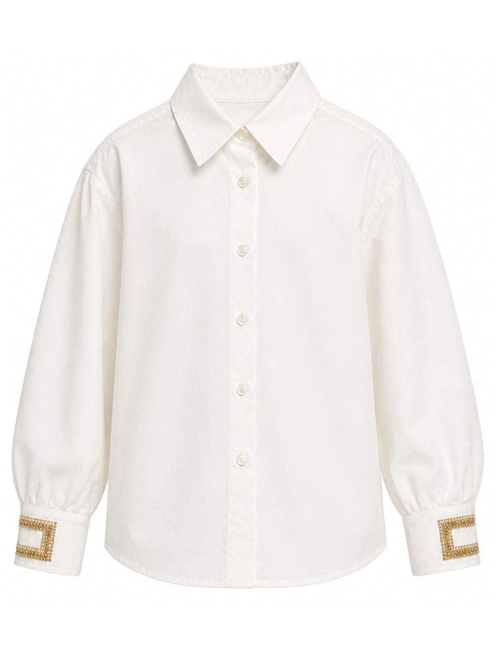Camicia per bambina Elisabetta Franchi La Mia Bambina bianca con perline EFCA2980CA235 0004 ElISABETTA FRANCHI KIDS