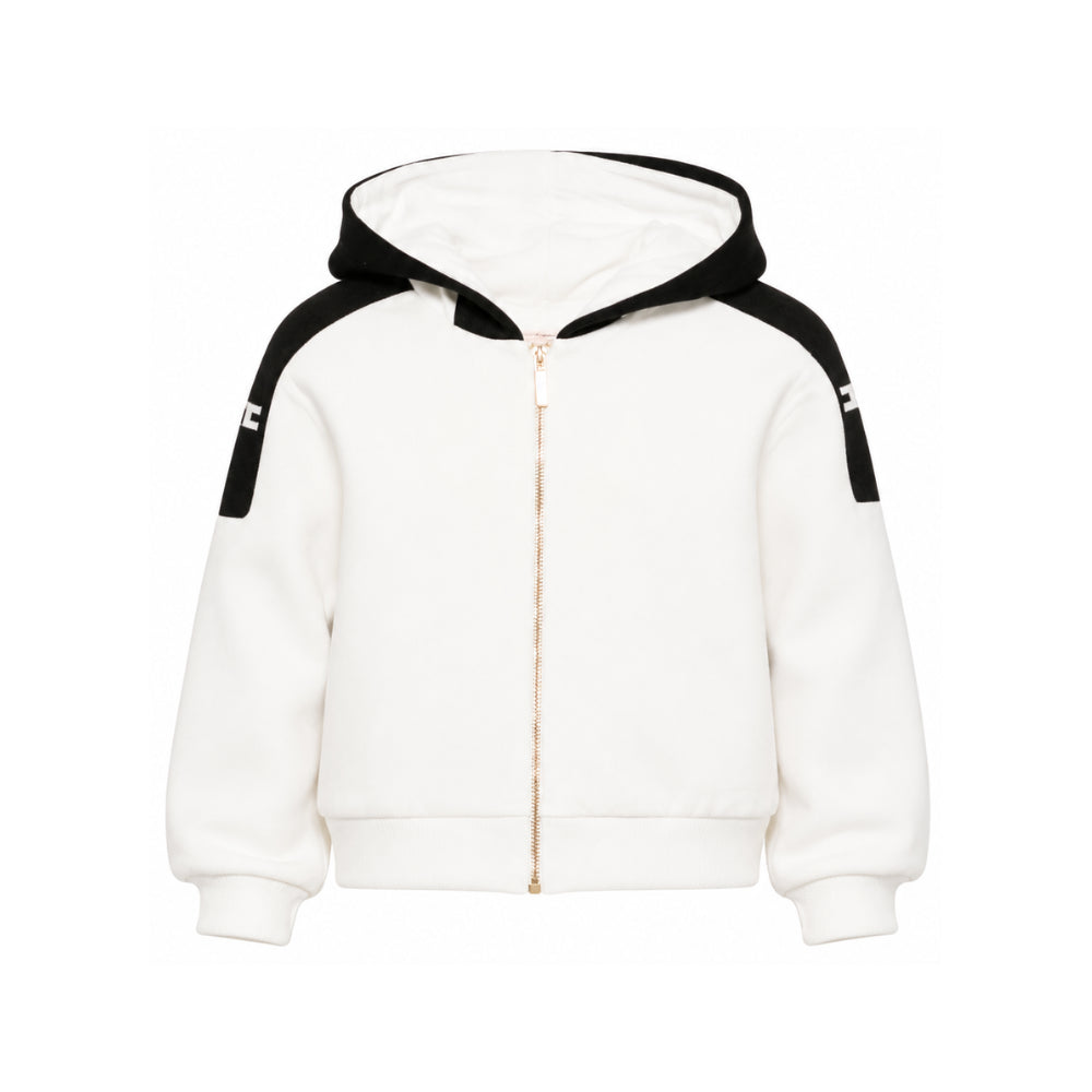 Felpa per bambina Elisabetta Franchi La Mia Bambina bianca con inserti in colore nero EFFE175CFF017 0077 ElISABETTA FRANCHI KIDS