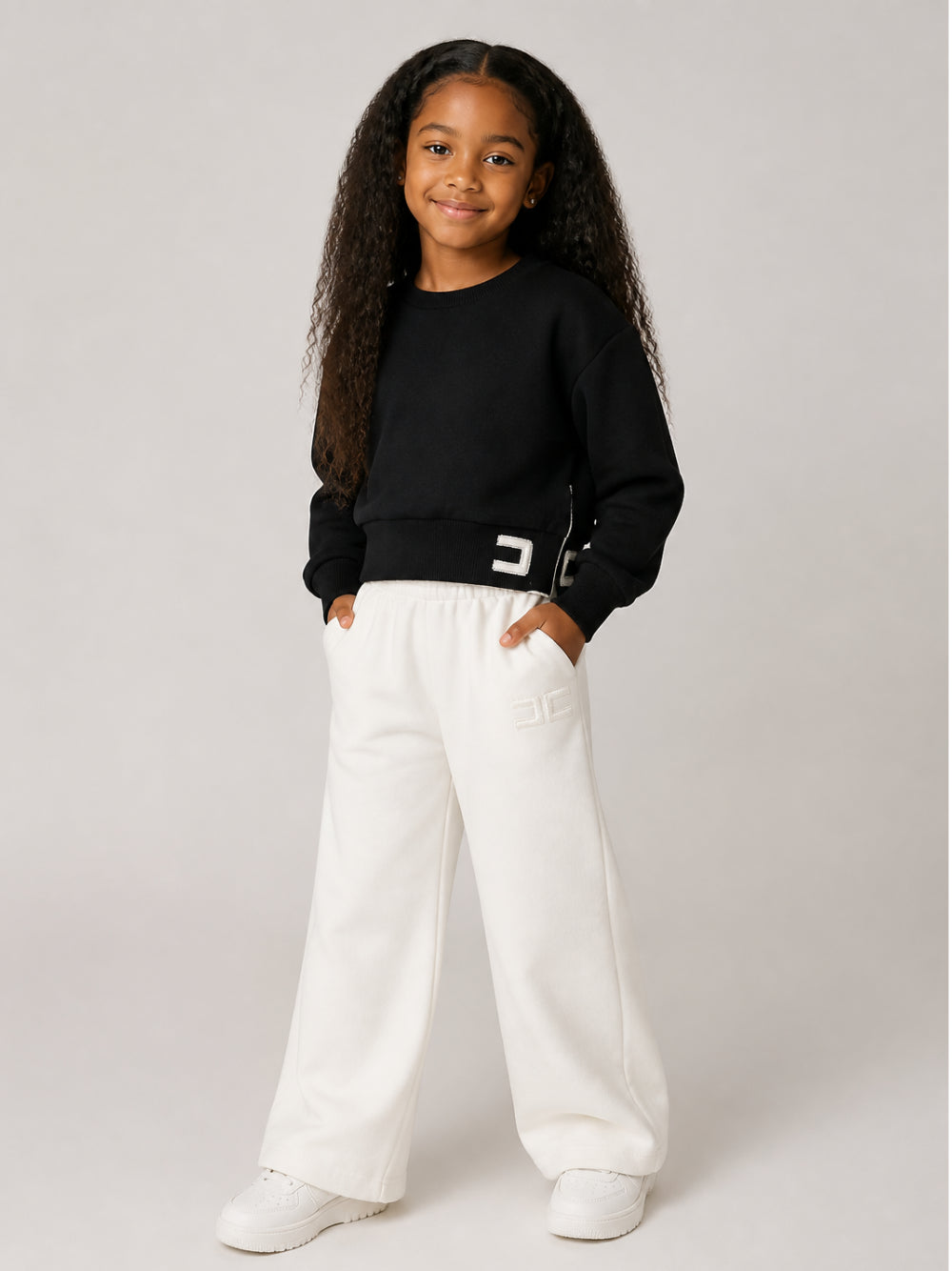 Felpa per bambina Elisabetta Franchi La Mia Bambina nera con logo EFFE181CFF017 N000 ElISABETTA FRANCHI KIDS