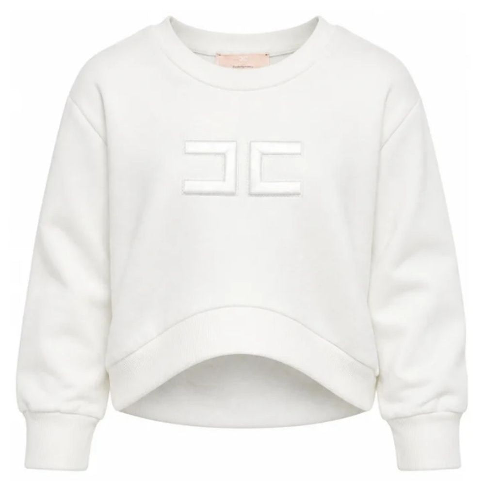 Felpa per bambina Elisabetta Franchi La Mia Bambina Kids bianca con logo sul davanti EFFE185CFF017 0067 ElISABETTA FRANCHI KIDS