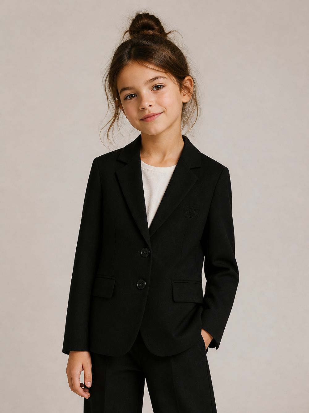 Blazer per bambina Elisabetta Franchi La Mia Bambina nero con due tasche frontali con patta EFGC0840GA022 N000 ElISABETTA FRANCHI KIDS