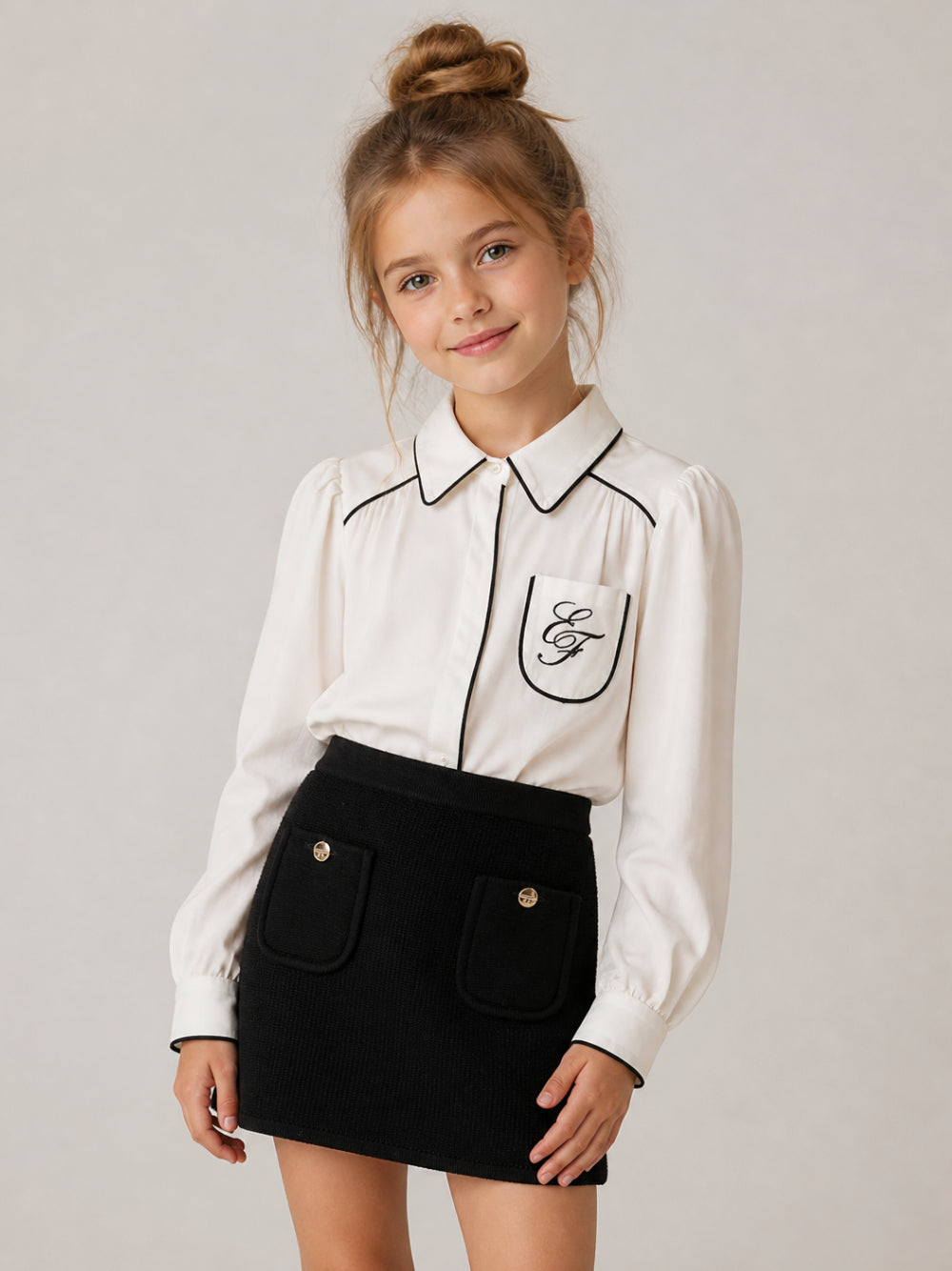Gonna per bambina Elisebetta Franchi La Mia Bambina nera con design plissettato EFGO222CFL159 N101 ElISABETTA FRANCHI KIDS