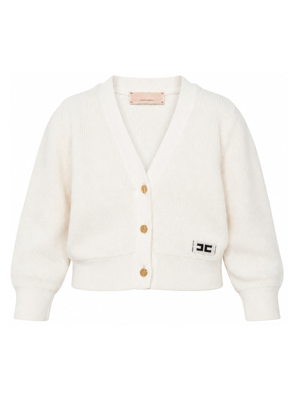 Cardigan per bambina Elisabetta Franchi La Mia Bambina bianco con scollo a V EFMA203CFL159 0077 ElISABETTA FRANCHI KIDS
