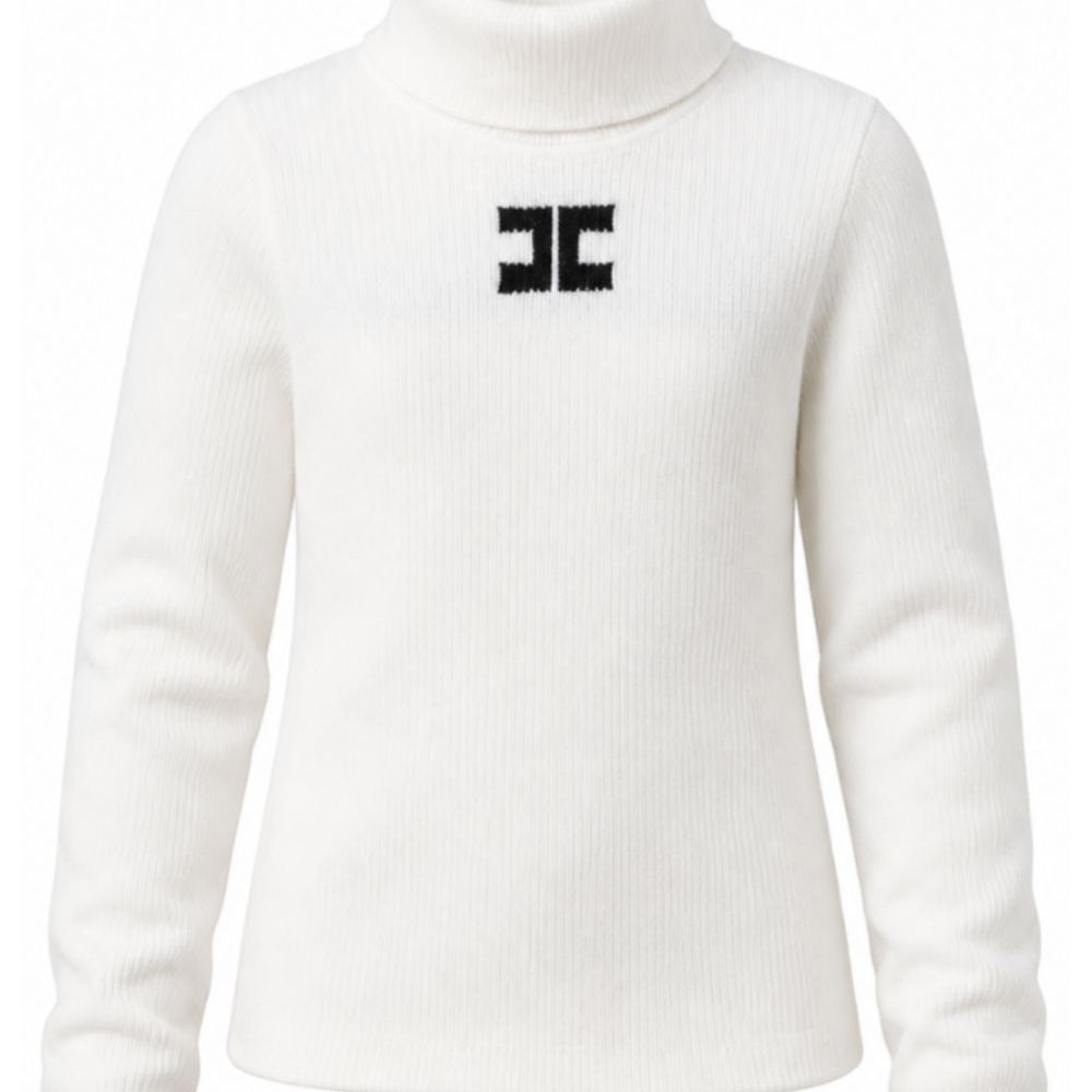 Maglione per bambina Elisabetta Franchi La Mia Bambina bianco con logo ricamato sul davanti EFMA210CFL012 0077 ElISABETTA FRANCHI KIDS