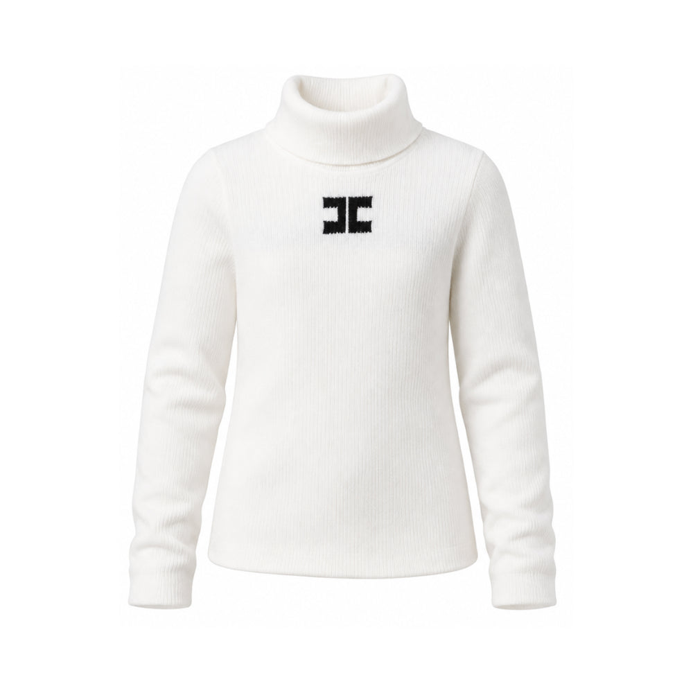 Maglione per bambina Elisabetta Franchi La Mia Bambina bianco con logo ricamato sul davanti EFMA210CFL012 0077 ElISABETTA FRANCHI KIDS