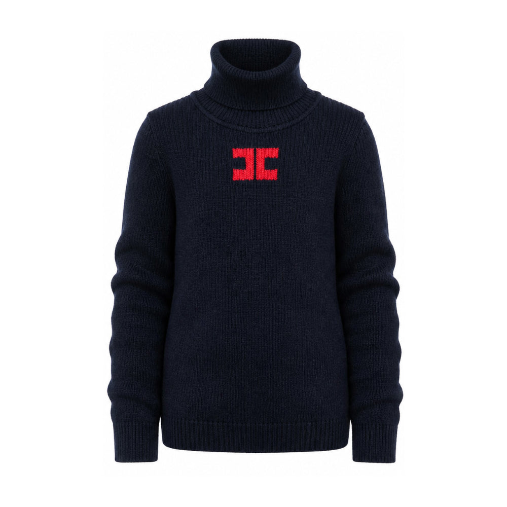 Maglione per bambina Elisabetta Franchi La Mia Bambina blu con logo sul davanti a contrasto EFMA210CFL012 4162 ElISABETTA FRANCHI KIDS