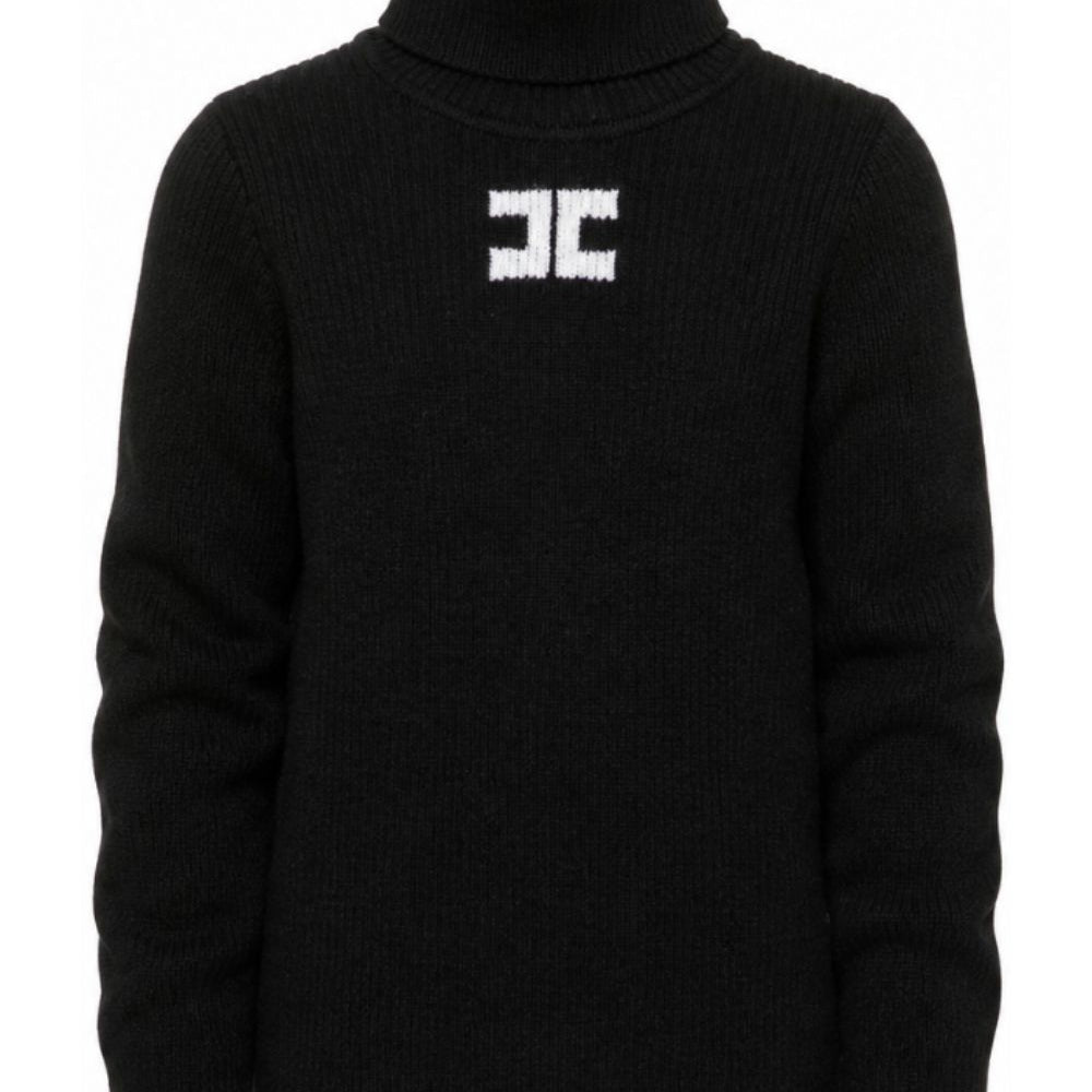 Maglione per bambina Elisabetta Franchi La Mia Bambina nero con logo sul davanti a contrasto EFMA210CFL012 N101 ElISABETTA FRANCHI KIDS