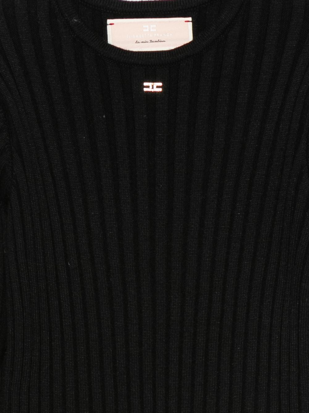 Maglione per bambina Elisabetta Franchi La Mia Bambina nero a coste con bordo in pelliccia sintetica EFMA214CFL040 N000 ElISABETTA FRANCHI KIDS