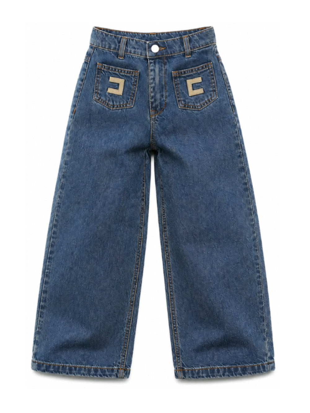 Jeans per bambina Elisabetta Franchi La Mia Bambina blu con placca logo sul davanti EFPA325CDF011 4039 ElISABETTA FRANCHI KIDS