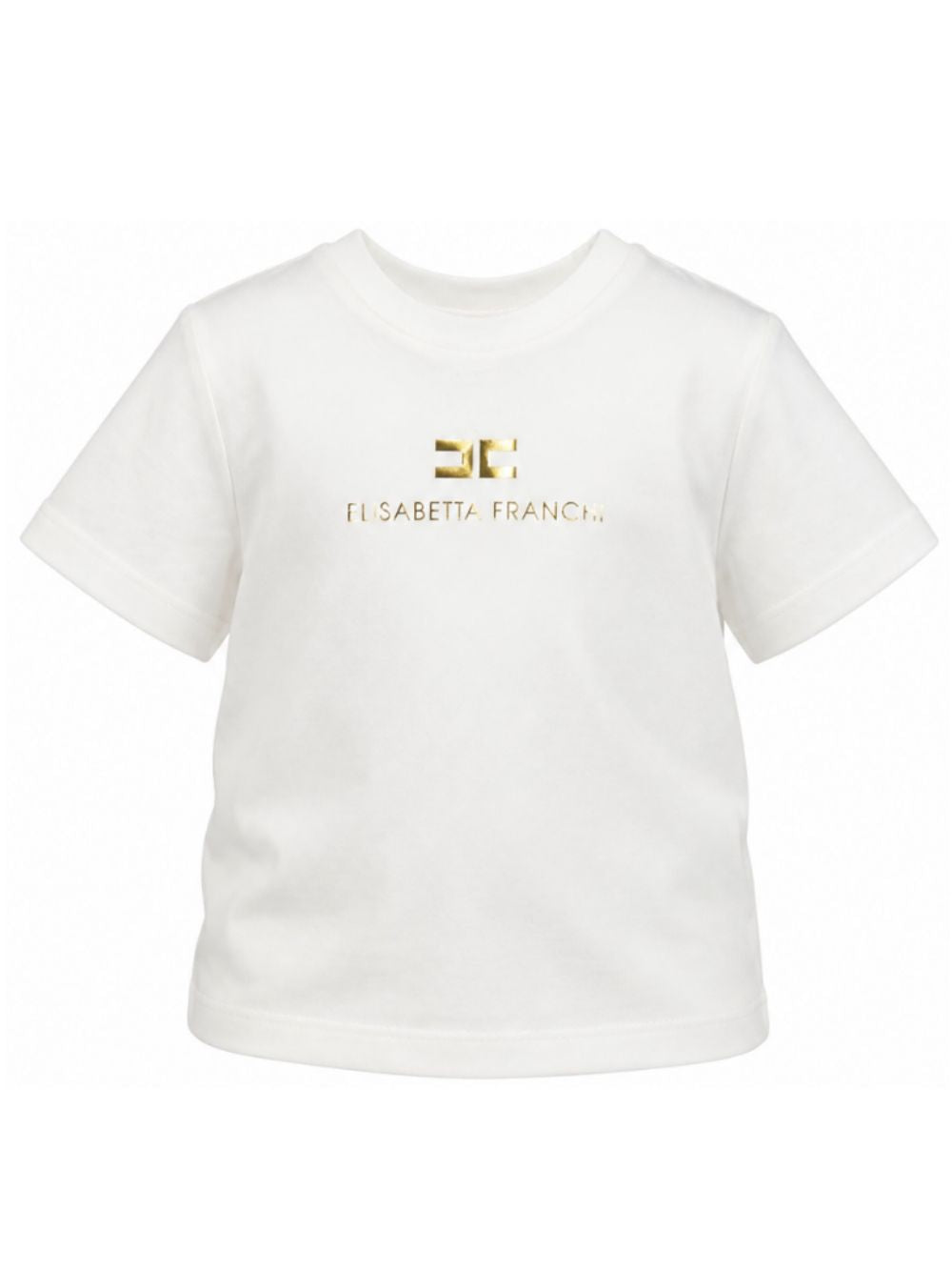T-shirt per bambina Elisabetta Franchi La Mia Bambina bianca con logo sul davanti EFTS267CJE018 0045 ElISABETTA FRANCHI KIDS