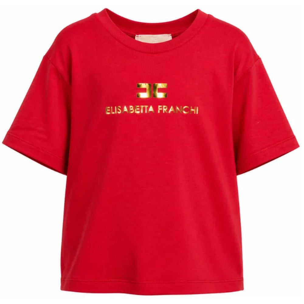 T-shirt per bambina Elisabetta Franchi La Mia Bambina rossa con logo sul davanti EFTS267CJE018 3328 ElISABETTA FRANCHI KIDS