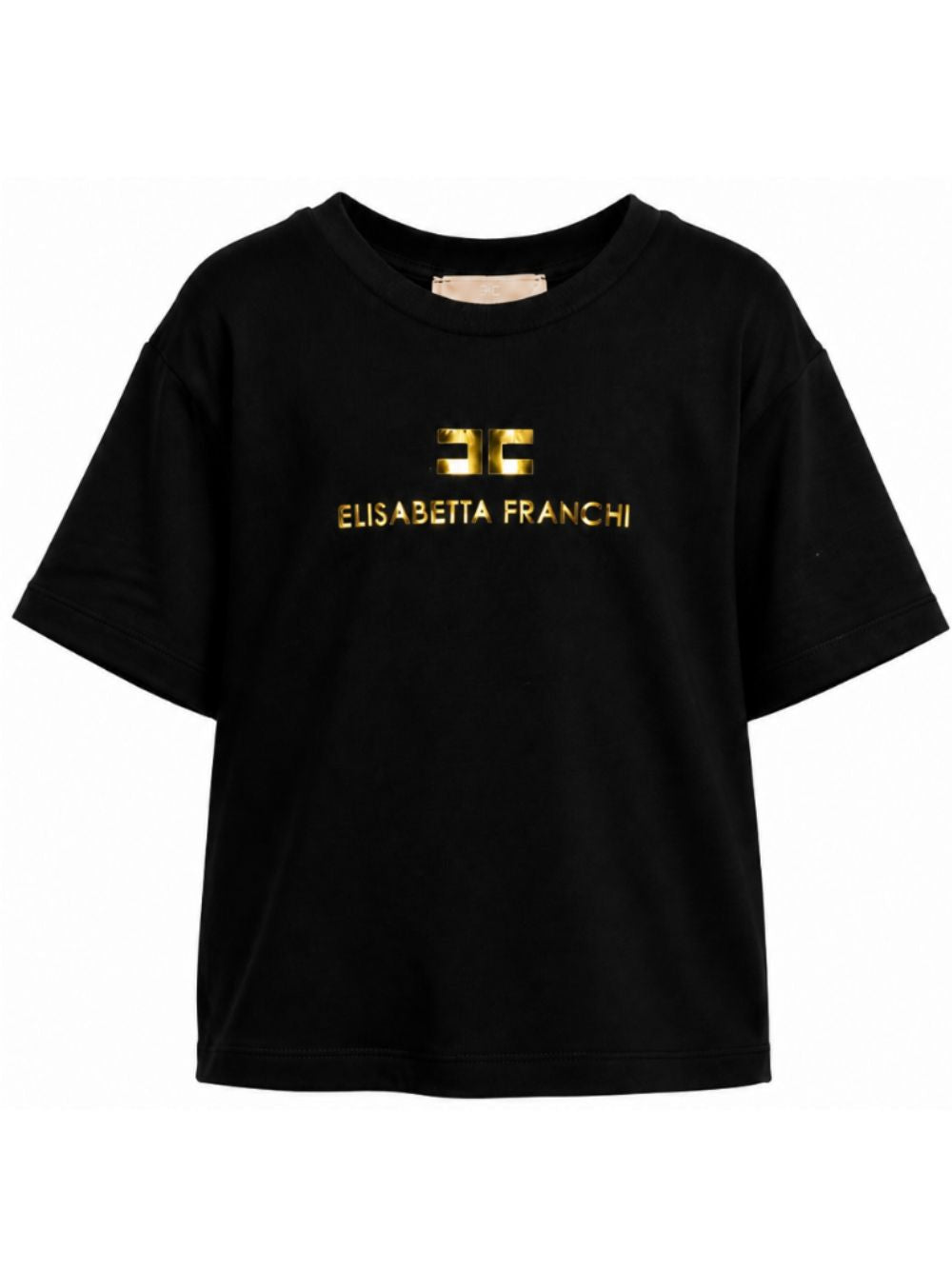 T-shirt per bambina Elisabetta Franchi La Mia Bambina nera con logo sul davanti EFTS267CJE018 N005 ElISABETTA FRANCHI KIDS