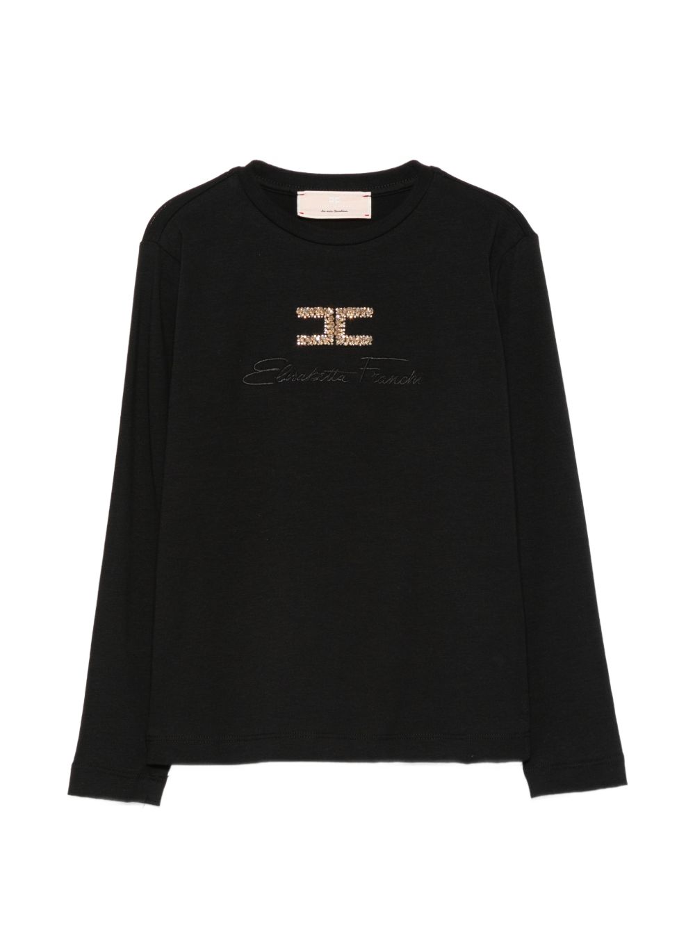 T-shirt per bambina Elisabetta Franchi La Mia Bambina nera con logo decorato EFTS273CJE018 N000 ElISABETTA FRANCHI KIDS