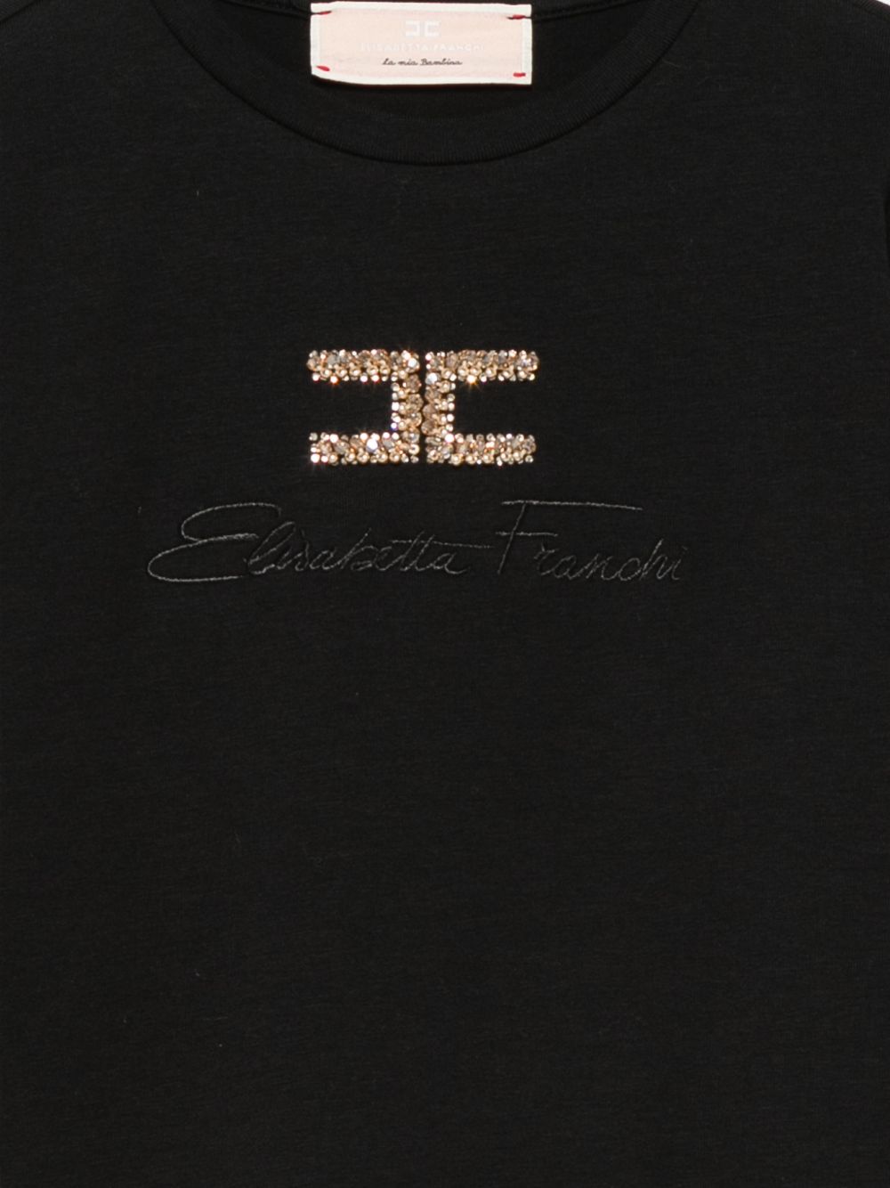 T-shirt per bambina Elisabetta Franchi La Mia Bambina nera con logo decorato EFTS273CJE018 N000 ElISABETTA FRANCHI KIDS